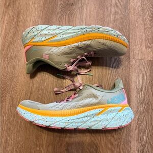 Hoka Free People Green and Pink Running Shoes
